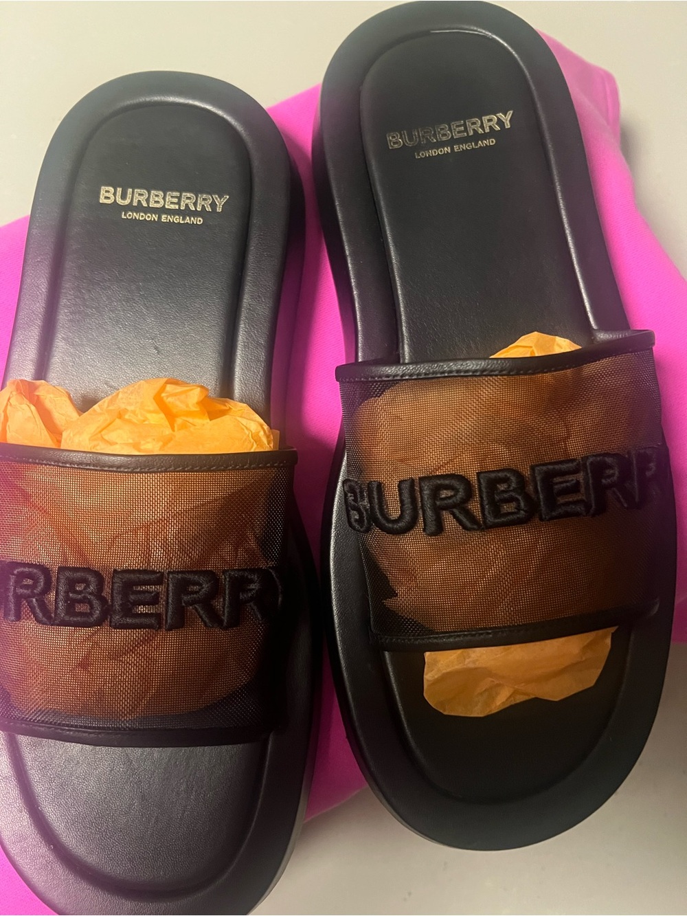 AUTHENTIC BURBERRY Black Mesh Logo Slide Sandal. - Picture 14 of 14